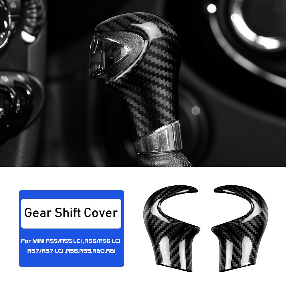 For BMW MINI R55 R56 R57 R58 R59 R60 R61 Real Carbon Fiber Gear Shift Knob Cover Decorative Car Interior Retrofit Accessories