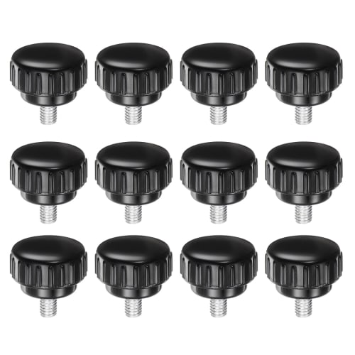 uxcell 12pcs M6 X 10mm Metric Zinc Plated Carbon Steel Knurled Clamping Knobs, Male Thread, Thumb Screw Type, for 25mm Plastic Round Head Threaded Han