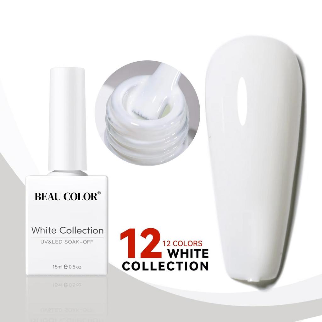 BEAU COLOR 15 мл 12 цветов Молочно-белая коллекция УФ/LED гель-лак для ногтей Гель-лак для ногтей Soak Off Varnish для домашнего маникюра и маникюрного салона
