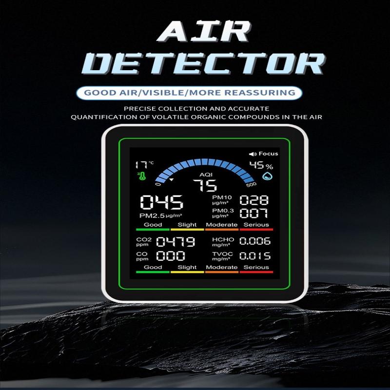 Детектор качества воздуха 10-в-1 CO2, PM0.3, PM1.0, PM2.5, PM10, HCHO, TVOC, Термометр-гигрометр, Монитор CO2