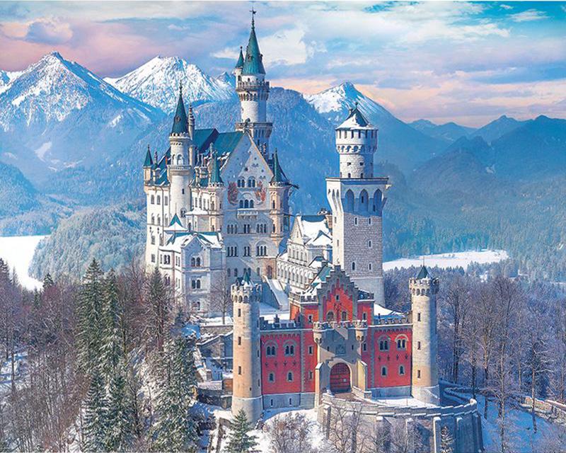 5D Full Square Diamond Art Painting Water Castle Beautiful Girl Handicraft Diamond Embroidery Unicorn Animal Diamond Mosaic Needlework Home Decor