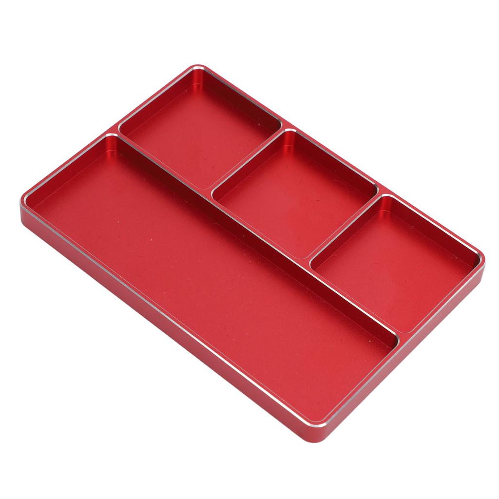 RC Repair Screw Tray 4 Grids Aluminum Alloy Screw Tray with Magnetic Pad for 1/10 1/8 RC Car RC Airplanes