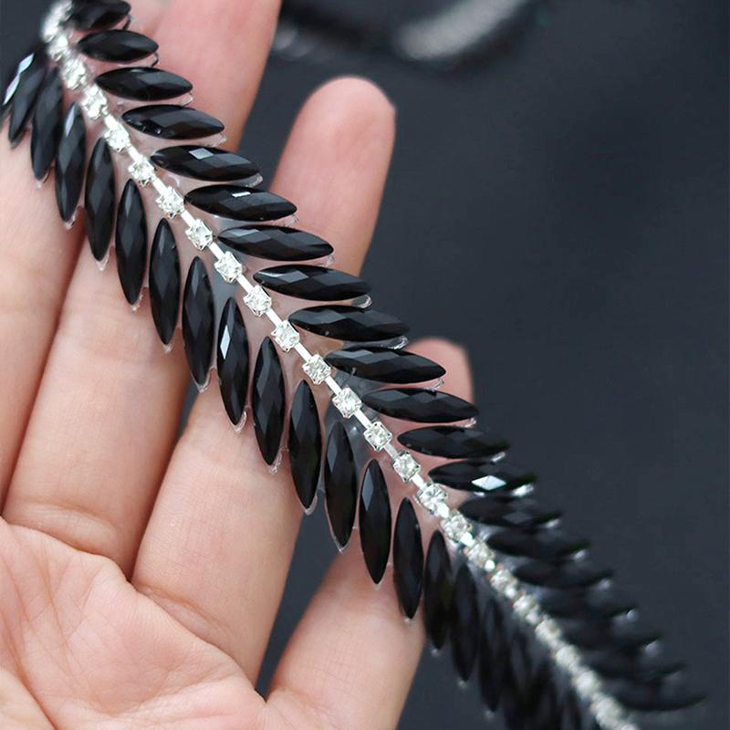 1 Yard Crystal Rhinestone Trim Fashion Shaped DIY Repair Iron-On Rhinestone Ribbon Crystals Dress Shoes Bags Accessories