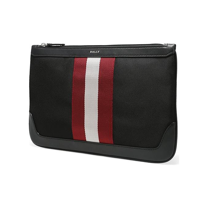 Bally Classic Red And White Striped Leather Clutch Bag Large Men clutch Black 6226286