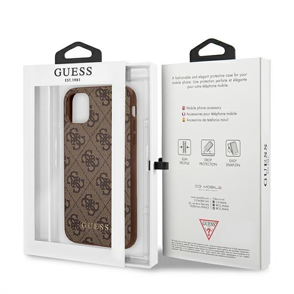 Guess Guhcn61G4Gfbr Iphone 11 / Xr 6,1Brown/Brązowy Twarde Etui 4G Metalowe Złote Logo