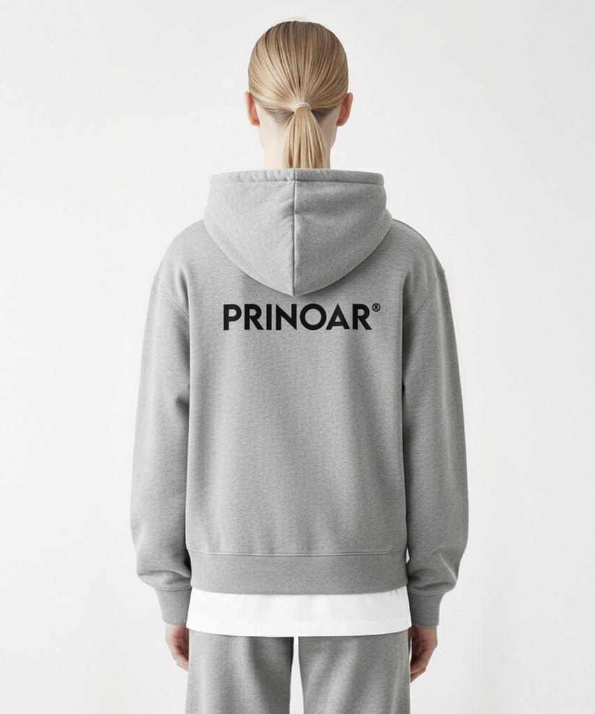 Prinoar [С флисовой подкладкой] Худи на молнии с логотипом - Меланж
