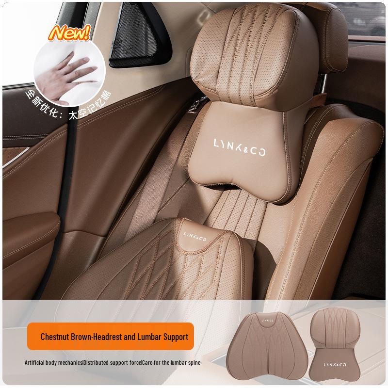 Lynk & Co Car Headrest & Lumbar Support Set for 01/06/07/08/09/10EMP/Z20/900 - Neck & Waist Protection.