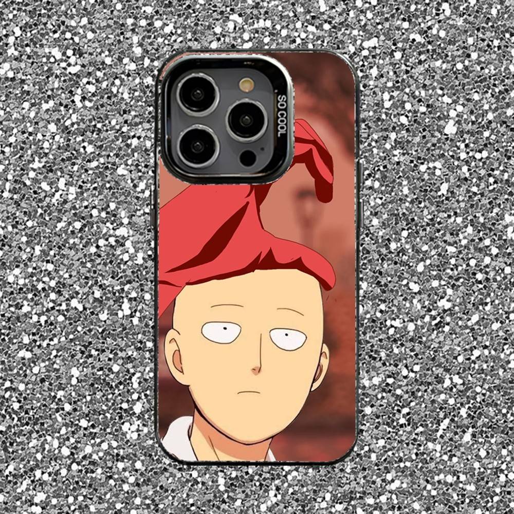 One P-Punch-Man Phone Case For iPhone 16,15,14,13,12,11,Pro,XS,Max,Plus,Mini,SE Black Candy Matte Shockproof Cover