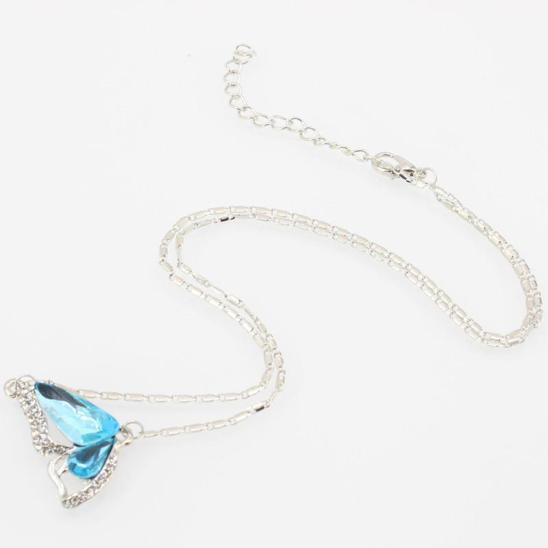 European and American Crystal-Inlaid Bracelet Necklace Earring Set - Fashionable Love Design