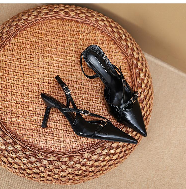 9733-6 Французский вечерний ветер остроносые босоножки на высоком каблуке женские новая мода тонкий ремешок декоративная сумка голова пустые босоножки женские