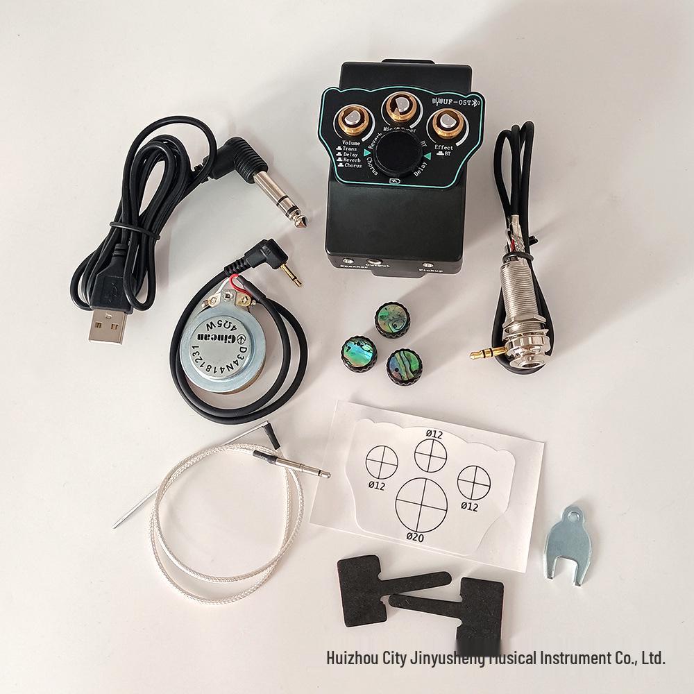 Народная акустическая гитара с пьезозвукоснимателем, накладкой для игры пальцами, эффектами реверберации, дилэя и функцией фазы