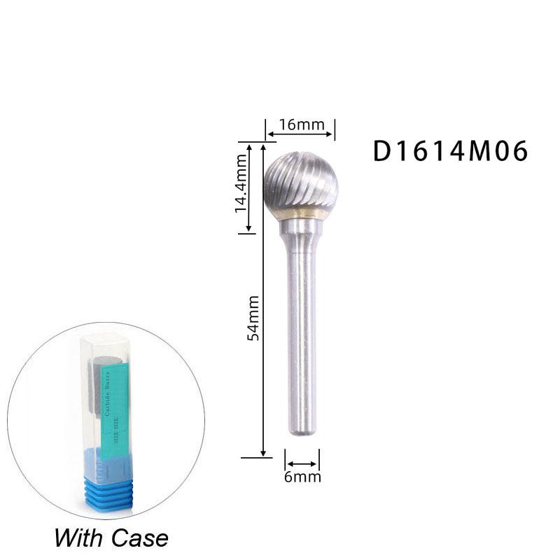 Карбид вольфрамовый вращающийся напильник борфреза инструменты для резьбы шаровая фреза с одним режущим инструментом гравировка с ЧПУ для металла 6 мм 1/4 хвостовик