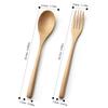 YFWOOD 4-Piece Wooden Cutlery Set, 22.5cm Long, Lightweight Dinner Spoon and Fork Set for Soup, Curry, Salad, Commuting, and Lunchboxes