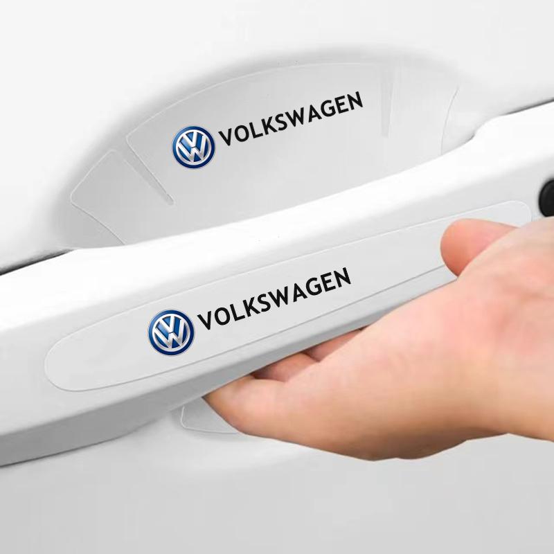Valve Stems Caps 8Pcs Car Door Handle Sticker TPU Protective Film Decals Accessories For Volkswagen VW RLine R Golf Amarok T5 TiBR1