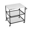 Outdoor Grill Cart, 800 x 610mm Stainless Steel Tabletop Size Grilling Table, Outdoor Cooking Table with 4 Wheels & Side Handle, Two Mesh Shelves, BBQ