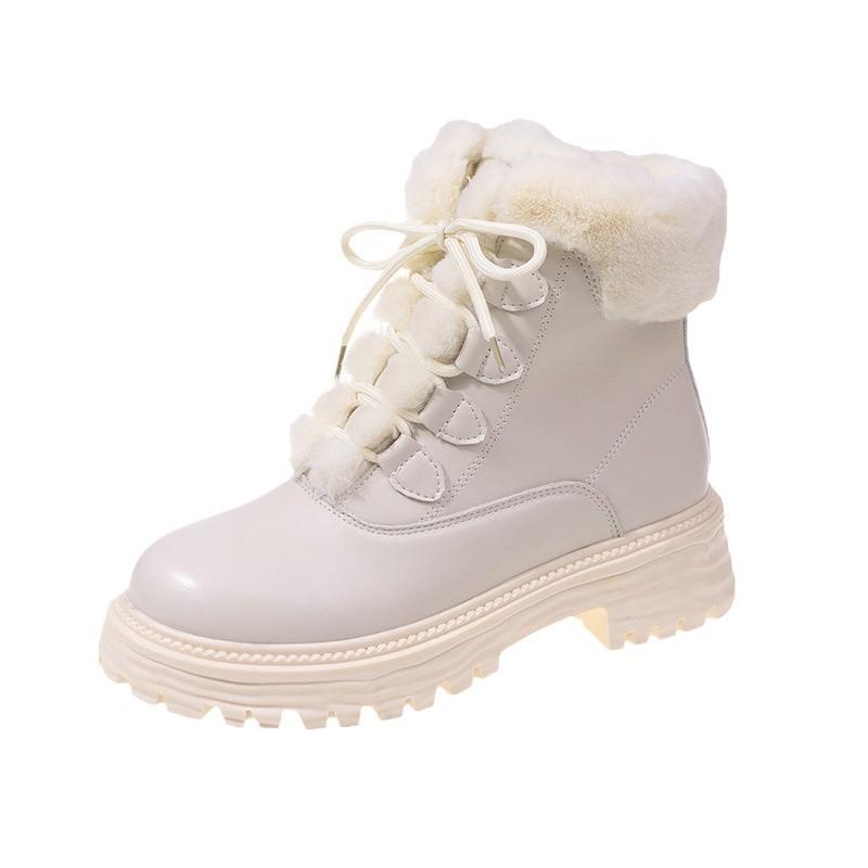 Теплые короткие сапоги на грубом каблуке, женские зимние сапоги 2024 года из утолщенного бархата, новые ботинки Martin с круглой подошвой и толстой подошвой, прилив