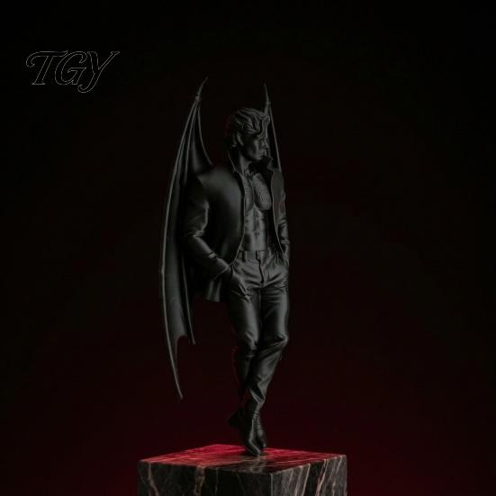 Gothic Home Decor 3D Printed Bat Gentleman Figurine, Demonic Man Statue with Detailed Vampire Wings, Dark Fantasy Sculpture for Office Table