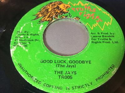 7-дюймовая пластинка JAYS Good Luck Goodbye TR005 Truths Rights 1978 Ямайка Регги Ска Даб Б/у