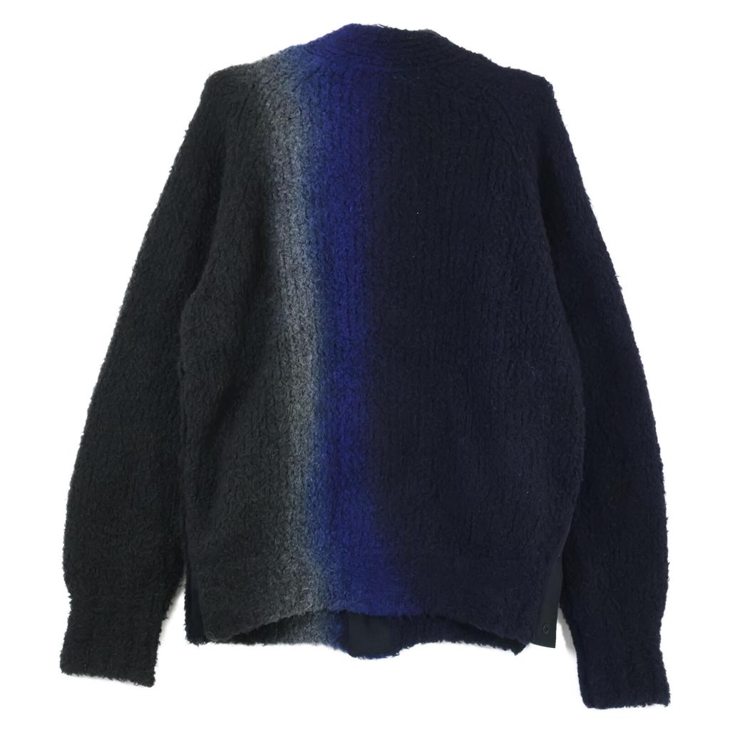Sacai 23AW 23-03167M Tie Dye Knit Cardigan Gradient Knit Cardigan Tops 0 NavyUsed