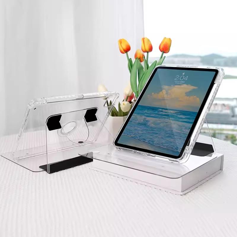 Прозрачный кристально чистый акриловый вращающийся чехол для Ipad Pro 11 Air 5 Air 4 10,9 10,2 9, 8, 7 Air 3 Pro 10,5 с гнездом для ручки
