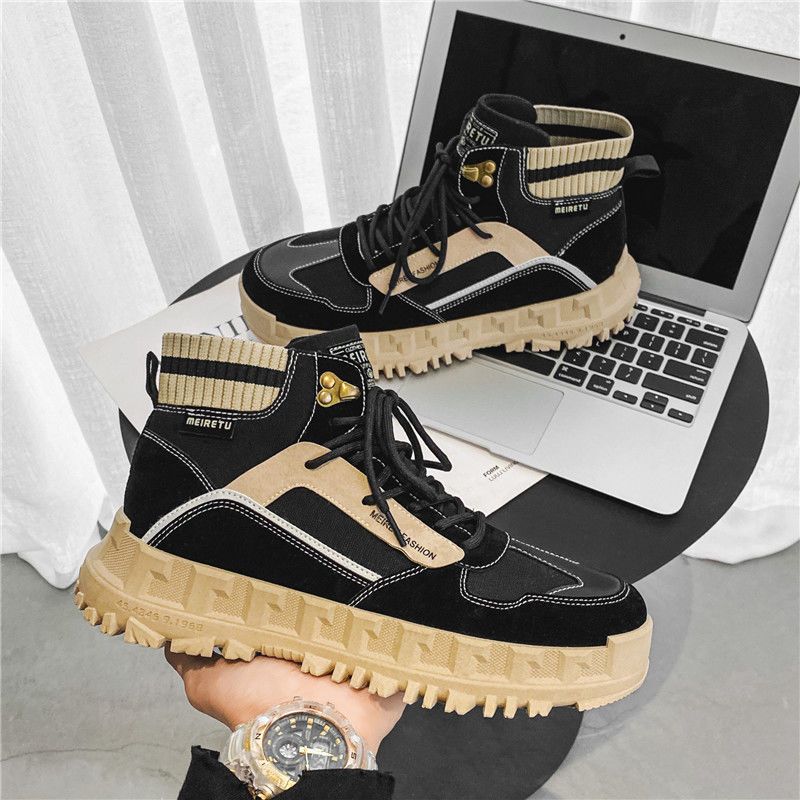 Мужские ботинки Ins, рабочие повседневные носки, универсальные мужские туфли с высоким берцем, мужская спортивная обувь на толстой нескользящей подошве