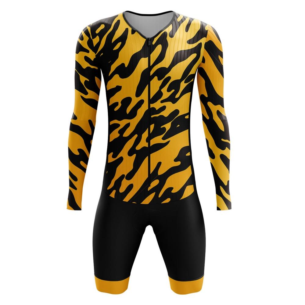 Men's Cycling Long Sleeve Skinsuit Gel Pad Long Distance Riding Speedsuit Sun Protection Bodysuit Breathable Road Bike Clothing