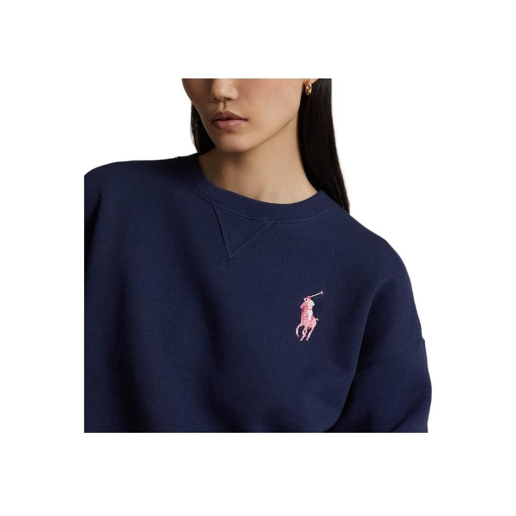 Polo Ralph Lauren FW23 Логотип Вышитый Круглый вырез Свободный Стандартный Длинный рукав Толстовка Женская толстовка Темно-синий WMPOKNINFB20588-410