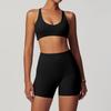 Fashion Brushed Stretch Tight Back Yoga Suit Stretch High Waist Workout Clothes for Women Running Exercise Pants Shorts