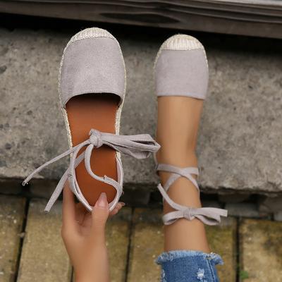 Женские сандалии ручной работы из льна с обхватом щиколотки, удобные туфли для женщин, летние бохо-сандалии на плоской подошве со шнуровкой, женские сандалии Sandalias De Mujer