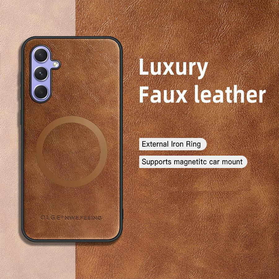 Магнитный чехол для телефона Samsung Galaxy A55 A15 A25 A35 A54 A53 A52 A14 A24 A34 A33 A23 A36 A26 A16 A56 5G Классическая кожаная обложка