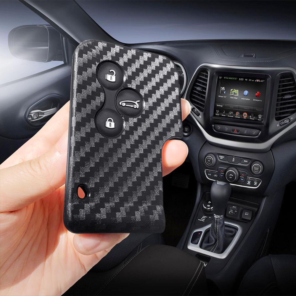 Для Renault Scenic Clio 4 Megane Stage Scenario Тульская область Чехол-накладка из силикона под карбон для пульта-карты, держатель-брелок