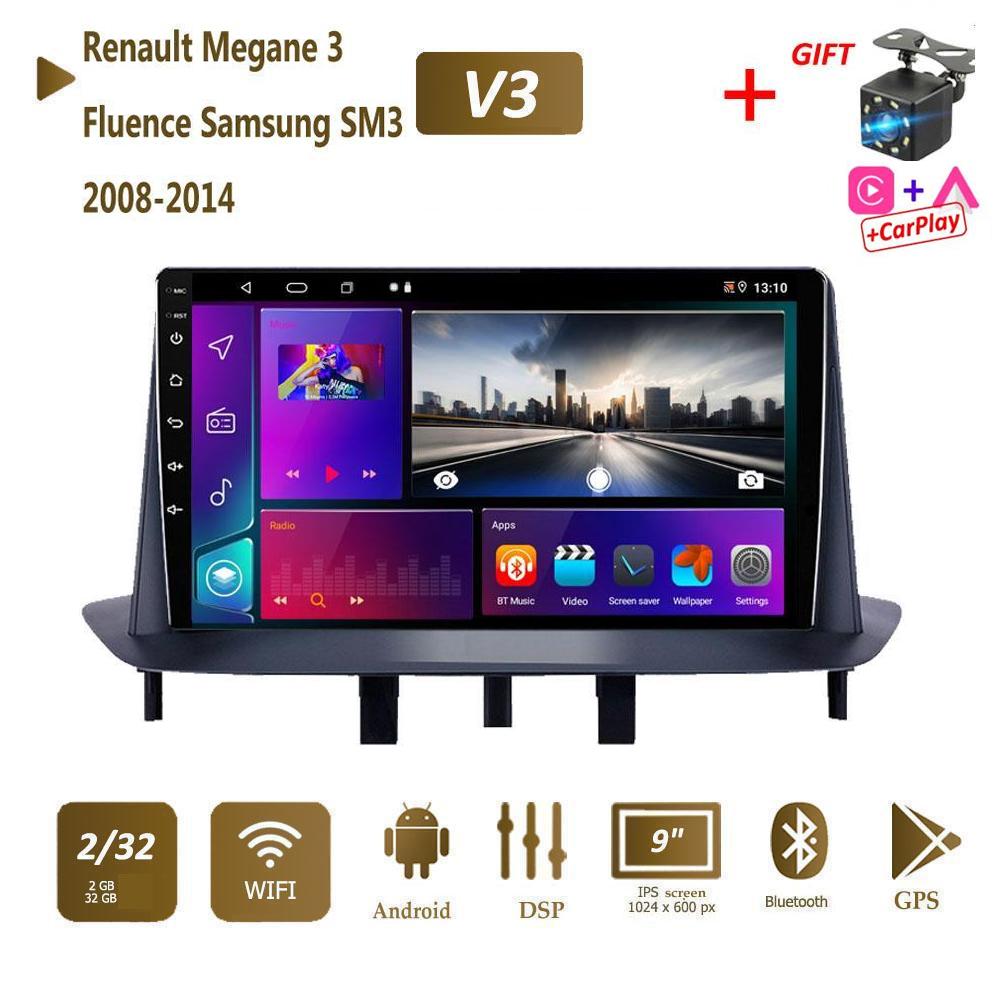 Автомобильное радио с GPS на базе Android для Renault Megane 3 Fluence Samsung SM3 2008-2014, мультимедийный плеер DSP Carplay 2 + 32 ГБ