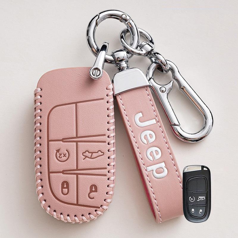 High quality New Leather Car Key Cover Case Fob for Jeep Renegade Compass Grand Cherokee for Chrysler 300C Wrangler Accessories AMN1