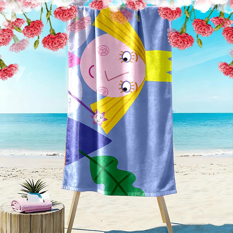 Ben and Holly Print Beach Towel, Large Soft Quick Dry Towel for Beach Camping Swimming