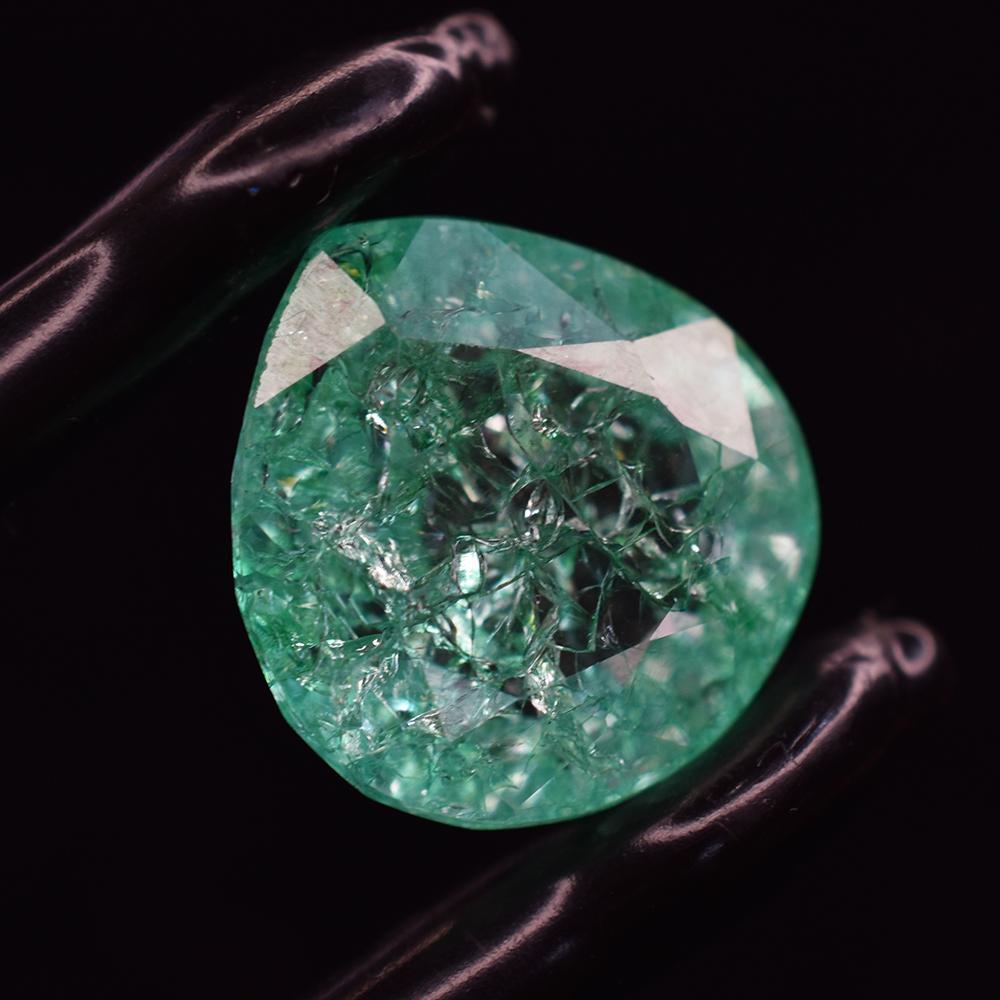 Natural Green Emerald Loose Gemstone 15.50 ct Pear Cut Making for Jewelry Making and Gem Collections