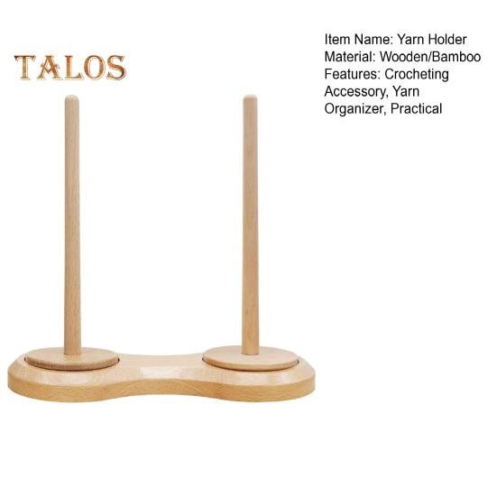 Wooden Yarn Holder Single or Double Yarn Skein Holder Desk Yarn Thread Dispenser Spinner for Crocheting Twirling Yarn Knitting Embroidery Accessory