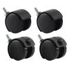 4Pcs Swivel Caster Furniture Office Chair Wheels Replacement Nylon Plastic with Brake Black