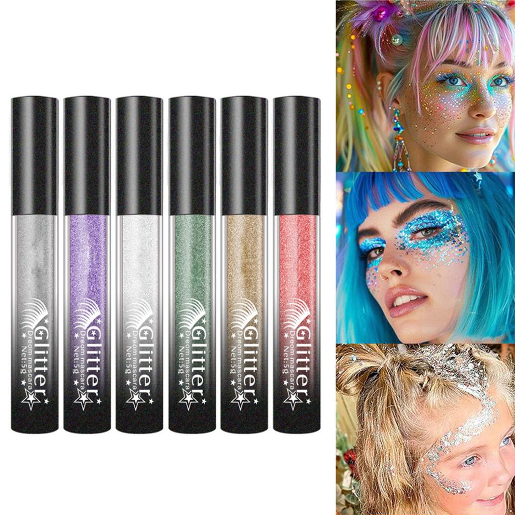 Ослепительная тушь с блестками для объемных ресниц, 1 шт. Удлиняющая и водостойкая тушь с блестками - Идеально подходит для праздничных мероприятий, свадьбы