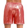 Mens Shiny Boxer Shorts Elastic Waistband Side Pocket Design Loose Fit Glossy Beach Shorts Loungewear
