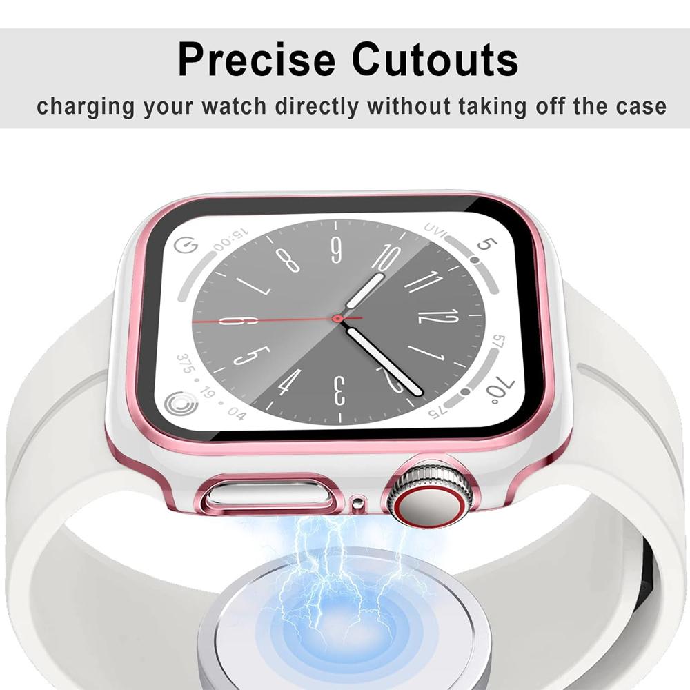 Защитное стекло + Чехол-бампер из ПК для Apple Watch 45мм 44мм 41мм 42мм 40мм 38мм iWatch series 9 8 7 SE 6 5 4