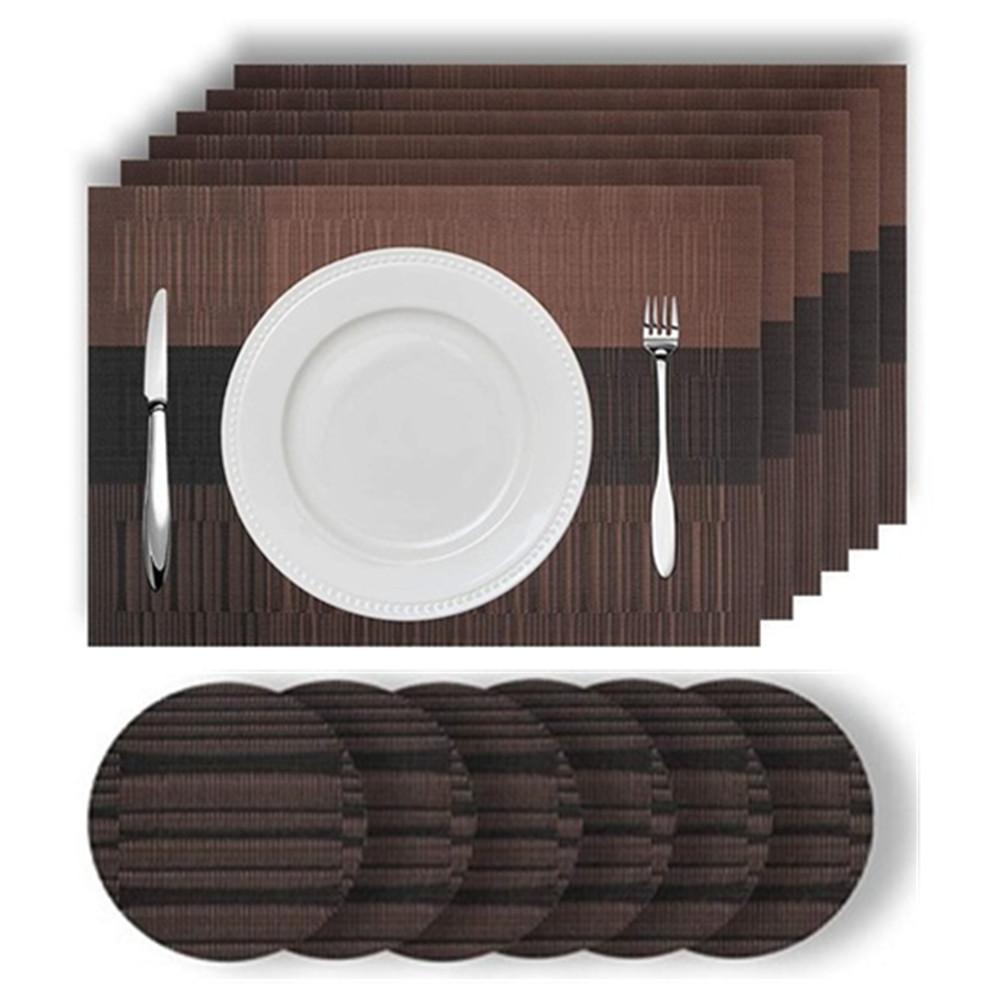 Набор из 6 элегантных салфеток и подставок, набор из плетеных виниловых салфеток, термостойких, нескользящих, моющихся салфеток для обеденного стола
