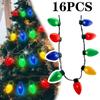 16 шт. Рождественские светодиодные огни 9 светящихся ожерелий Рождественские украшения Красочные головные лампочки светящиеся ожерелья Вспышка лампочки ожерелье