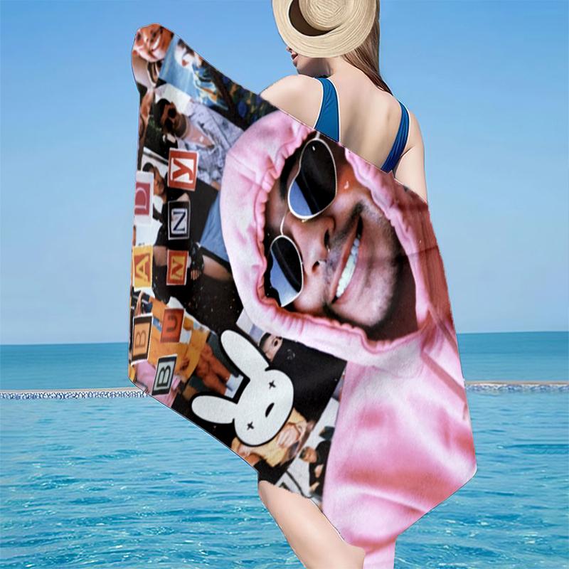 Bad Bunny Collage Beach Towel, Super Soft Microfiber, Gift for Her/Him, Birthday, for Pool, Beach, Travel, Home Decor Fan gifts