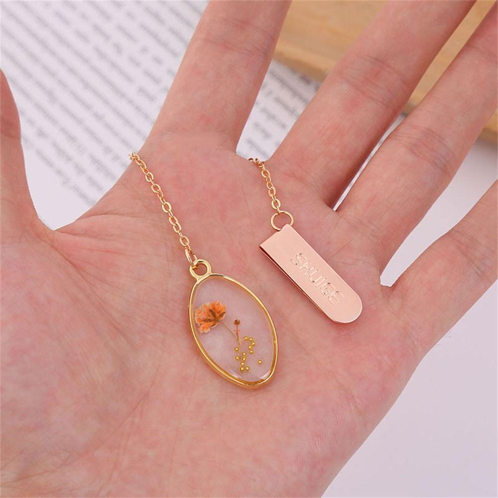 Small Fresh Bookmark Pendant Literary Crystal Book Clip Creative Flower Bookmark Book Lovers
