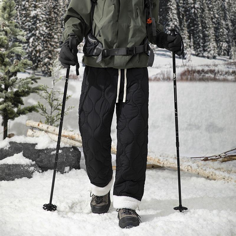 Зимние пуховые брюки мужские модные лыжные водонепроницаемые толстые флисовые теплые прямые хлопковые брюки женские повседневные утепленные брюки с защитой от холода
