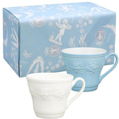 Официальный свадебный подарок Wedgwood Праздничный свадебный подарок для невесты и Официально импортируемые кружки в подарочной упаковке, Пара, 350 мл, Цвет слоновой кости/Синий, Посуда, Жених,