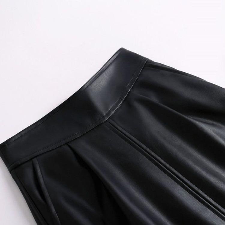 Элегантная юбка из кожи с высокой талией и разрезом на весну для женского сезонного наряда