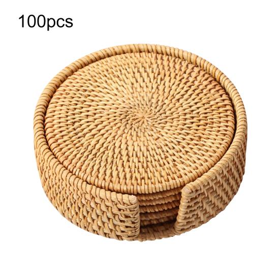 6 шт./набор подставок для напитков, набор круглых столовых приборов, подставок под тарелки, ковриков из ротанга, плетеных подложек, распродажа товаров