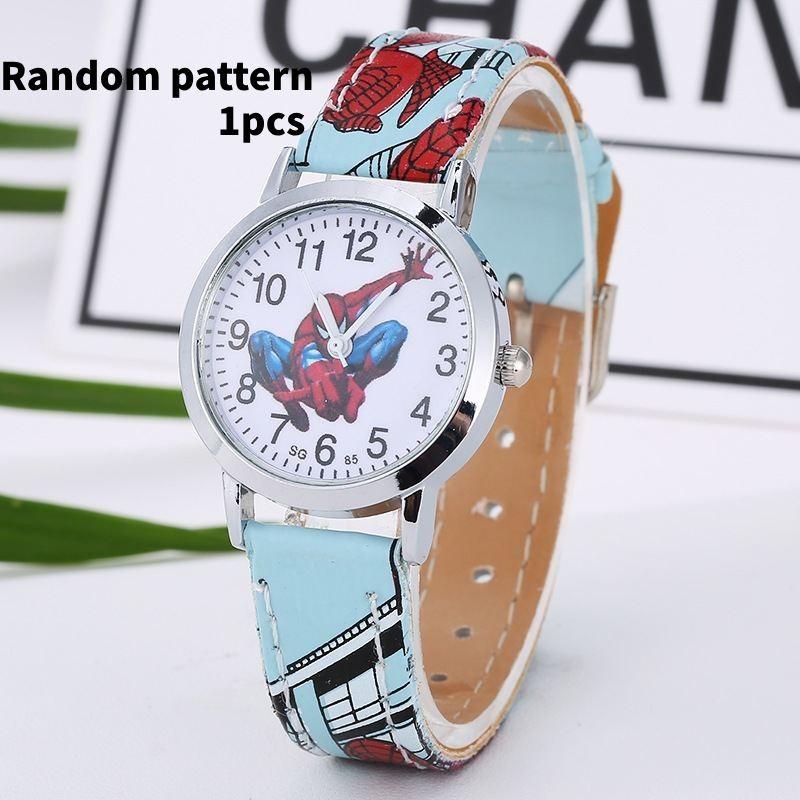 Trendy Spider Boys Watch Childrens Quartz Cartoon Pu Strap Wristwatch