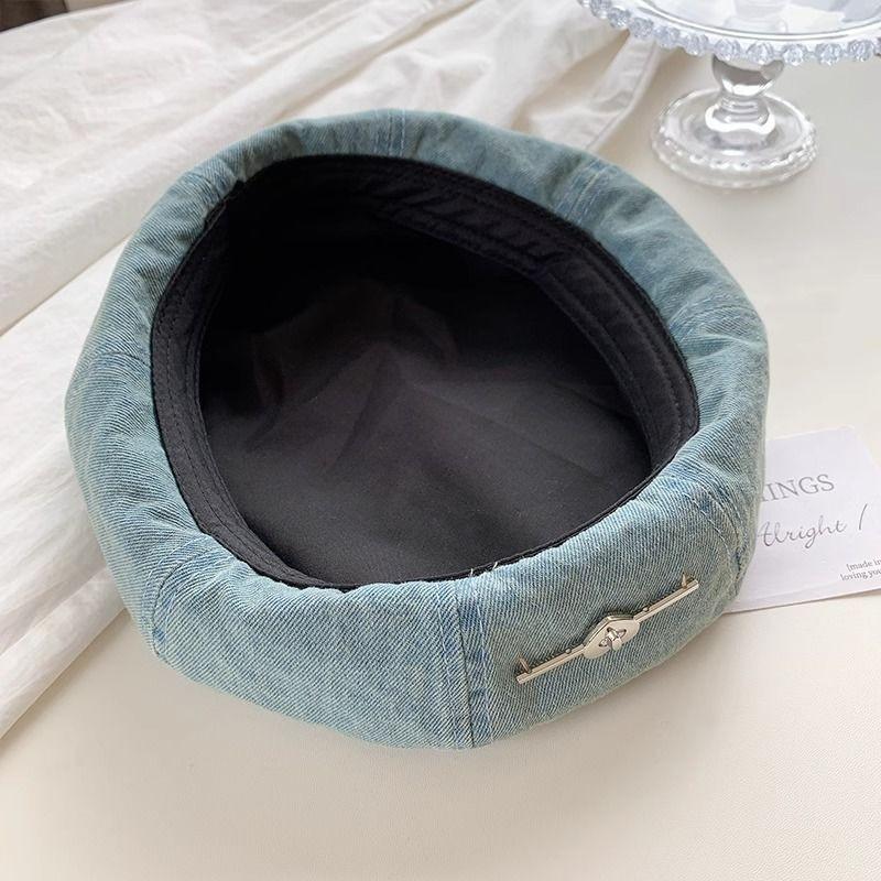 Autumn Hat Female Love Cowboy Beret Big Head Circumference Showing Face Small Octagonal Hat Fashion Versatile Painter Hat